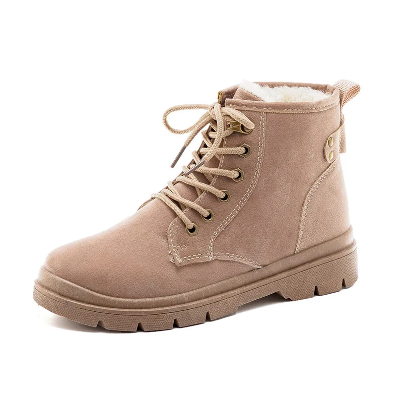 

Plush Casual Women Winter Shoes Warm Fur Fashion Up Leather Ankle Martin Boots Platform Heels Boots fmale Snow Shoes