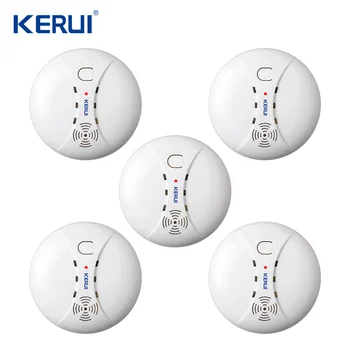 

5pcs Kerui Wireless Sensitive Photoelectric Smoke Detector Fire Sensor Smoke Sensor For Home Alarm System