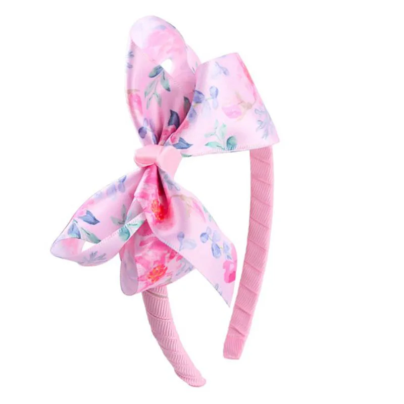 Meimile цветок повязки для волос ребенка повязки голову-большой бант для девочек красивый бант аксессуары для волос темно-синий - Цвет: Pink headband