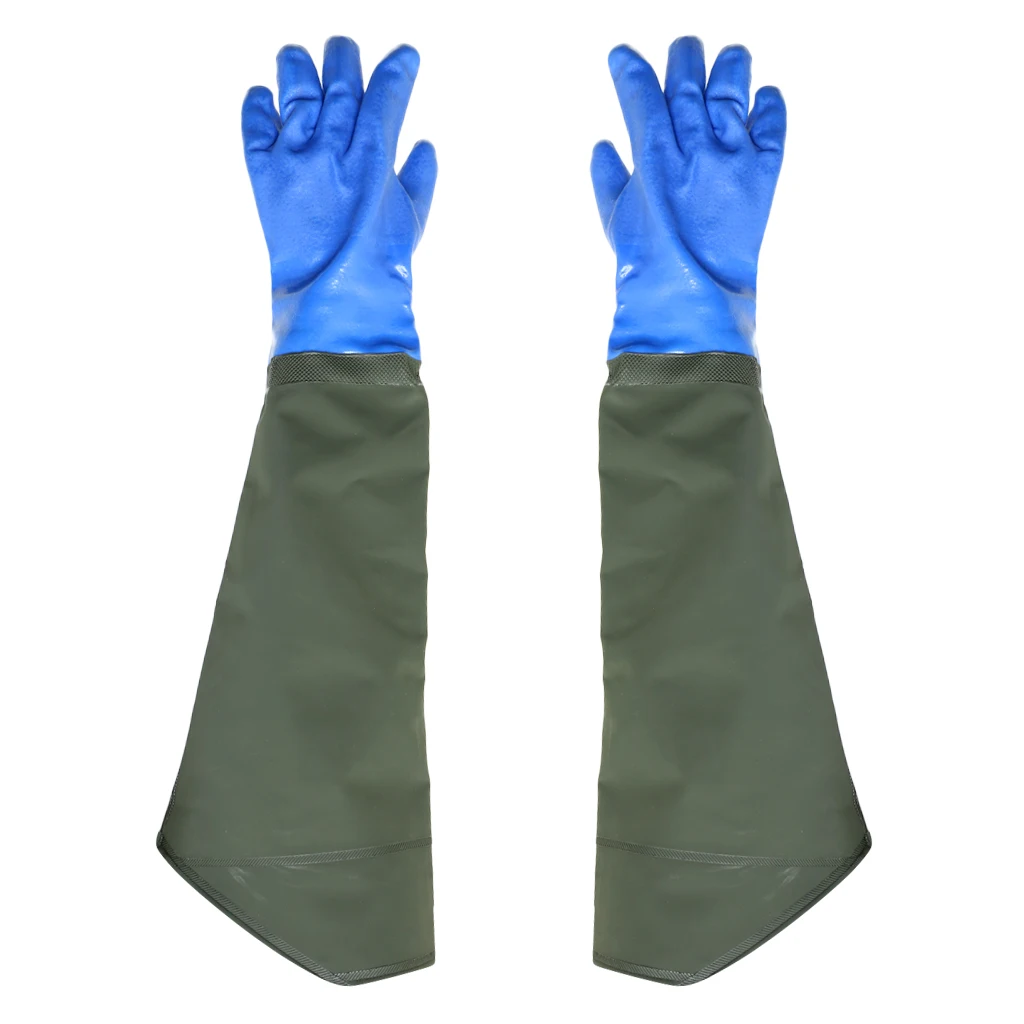 1 Pair PVC Thickened Waterproof Fishing Glove Catch Fish Gloves With Velvet - Цвет: Синий