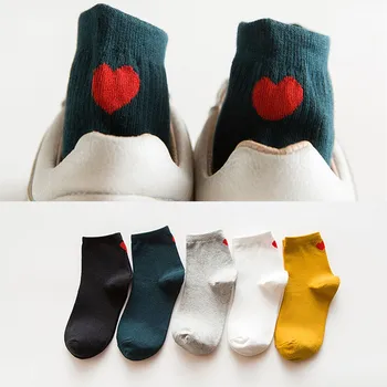 

Heart Shape Breathable Cotton Socks For Women Spring Summer Casual Compression Sock Female Comfortable Embroidery Chaussette