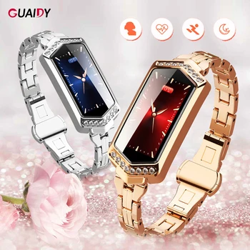 

Metal Women Smart Watch Bracelet Bluetooth Wristband Sports Health For iPhone XS Max Android Heart Rate Monitor Message Reminder