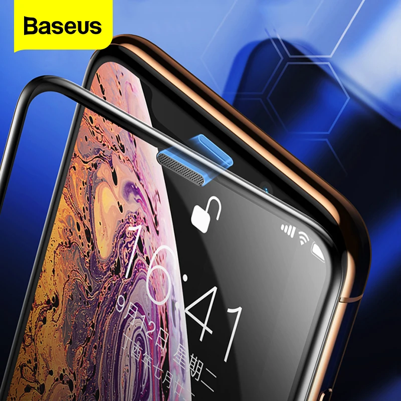 Baseus 0.3mm Dust-proof Screen Protector For iPhone Xs Max Xr X S R Soft Edge Protective Tempered Glass Film For iPhone Xsmax Xs afbeelding