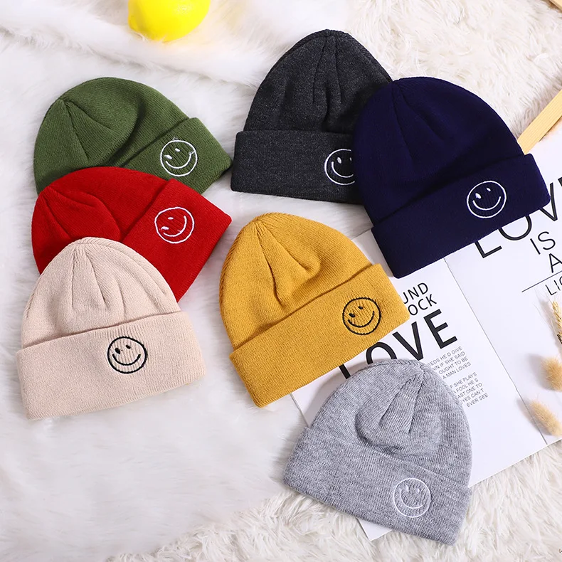 Новые осенне-зимние вязаные детские шапки Skullies Beanie Детские теплые шапки эластичная вязаная шапка в стиле хип-хоп детские шапки
