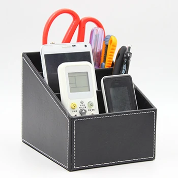 

PU Leather Organizer Box Cosmetic Makeup Storage Boxes Remote Control Phone Holder Office Desktop Home Organizer