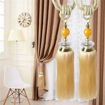 

Saim Tassel Hooks for Curtain Tiebacks Decoration Crystal Beaded Curtain Holdbacks Window Hanging Buckle Rope Accessories 1 Pair