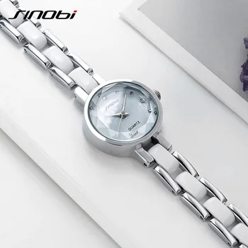 

Relojes Mujer Flower Print Diamond Women Watches SINOBI New Black/White Small Dial Elegant Quartz Bracelet Watches Ladies Watch