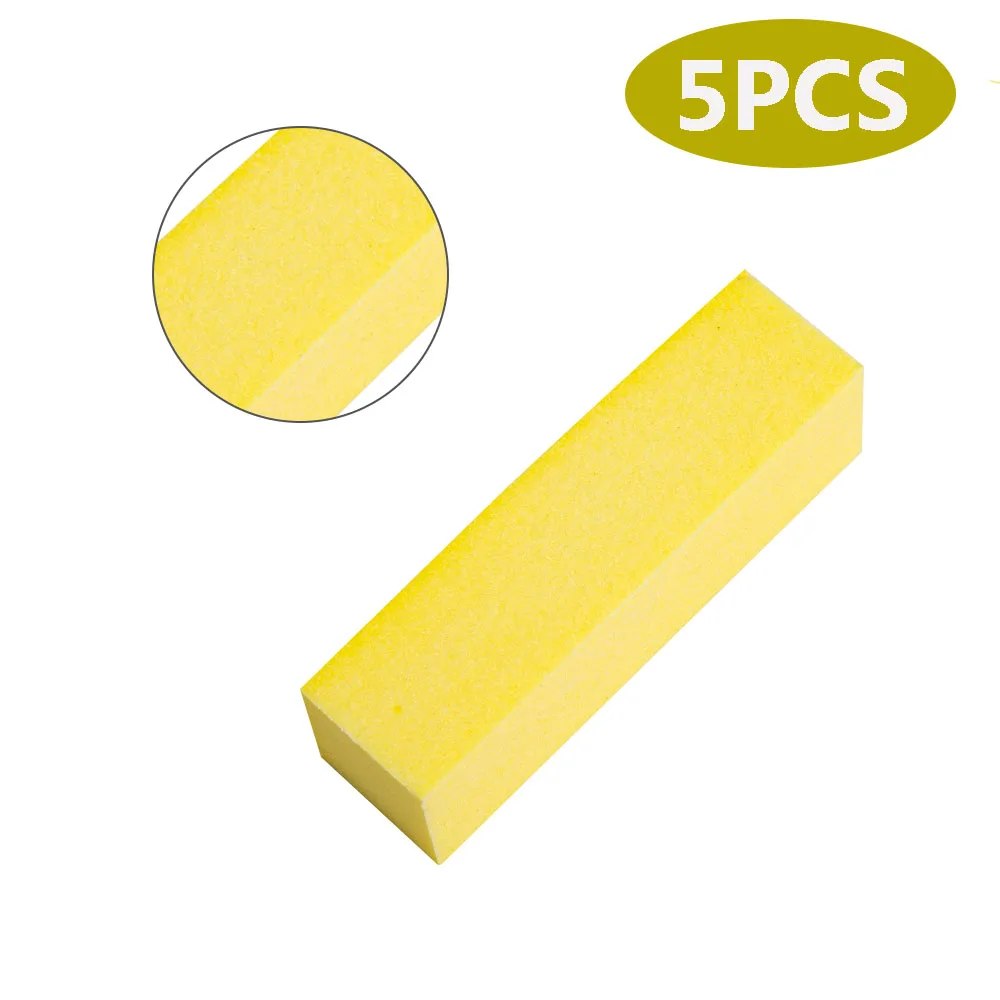 5pcs yellow 10 шт Розовый полировщик для ногтей Губка пилка для ногтей буферный блок лак для маникюра педикюра шлифовальные буферные полоски инструмент для дизайна ногтей - Цвет: 5pcs yellow