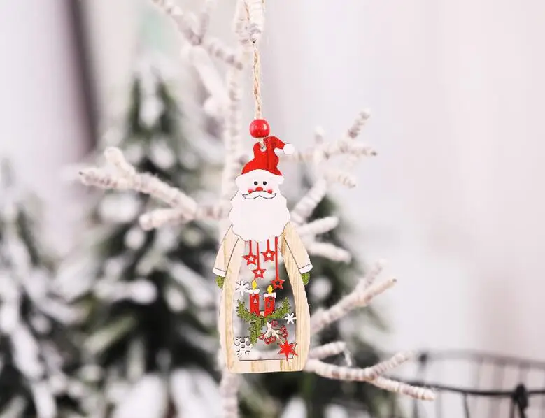 Красочный Деревянный полый дом Рождественская елка кулон украшения Лось шоумен рождественские украшения для дома Рождественский новогодний декор