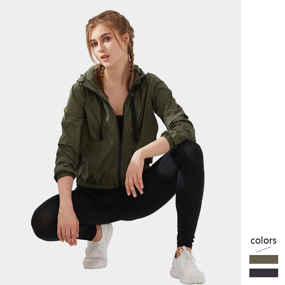 

Women Sports Coat Hoodie Running Long Sleeve Zipper Shirt Casual Loose Sun-proof Tops Femme Quick Dry Jacket Polyester