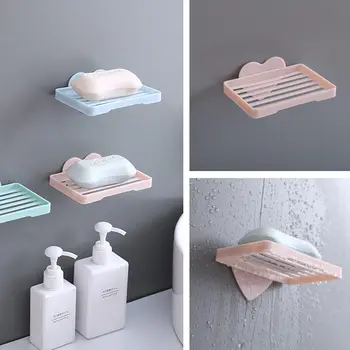 

Soap Dishes Bathroom Shower Soap Boxes Dish Storage Plate Bathroom Organizer Wall Mounted Storage Rack Kitchen Hanging Shelf