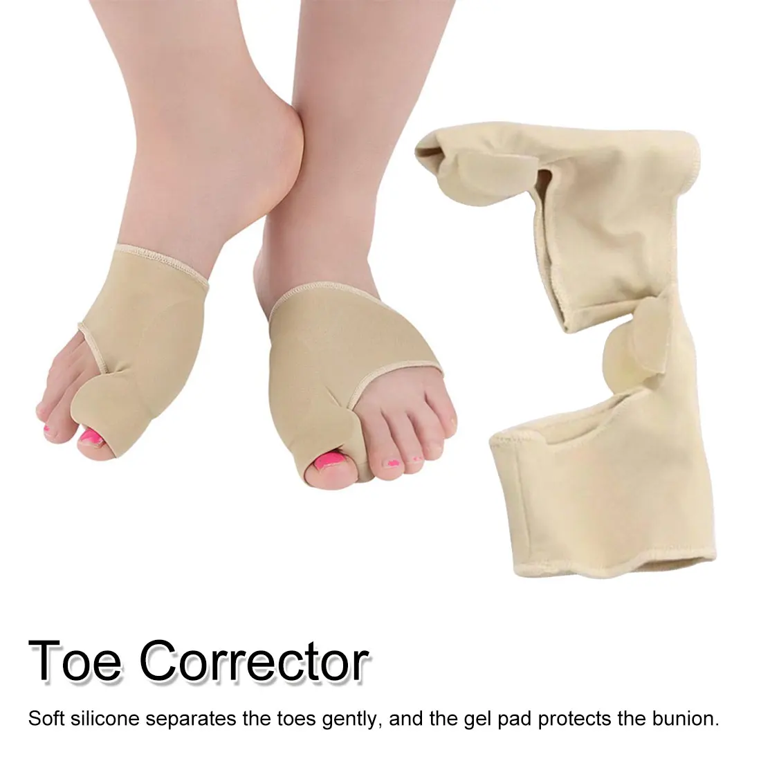 

1pair Comfortable Soft Bunion Protector Toe Straightener Silicone Toe Separator Corrector Thumb Feet Care Adjuster hallux valgus