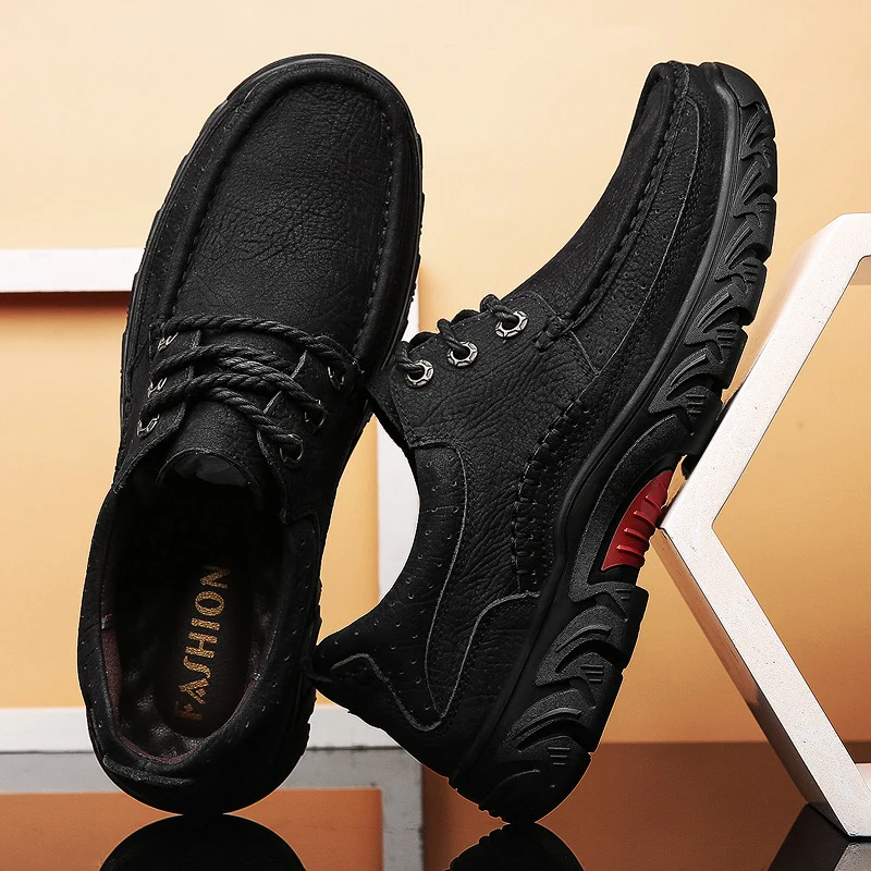 High quality Men casual Shoes Guenuine Leather Men Shoes Spring Autumn Oxfords Shoes for Man Footwear Fashion Design Heavy Flats