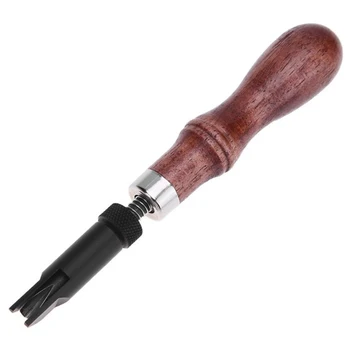 

Wood Handle Durable V Type Push Grooving Device Adjustable Handle Groover Craft Gouge Tools Sewing Leather Craft Tools