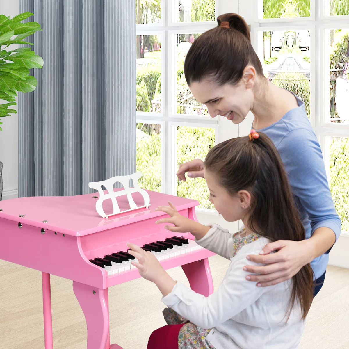 Piano infantil, madeira lacado, rosa - Bazar Paris