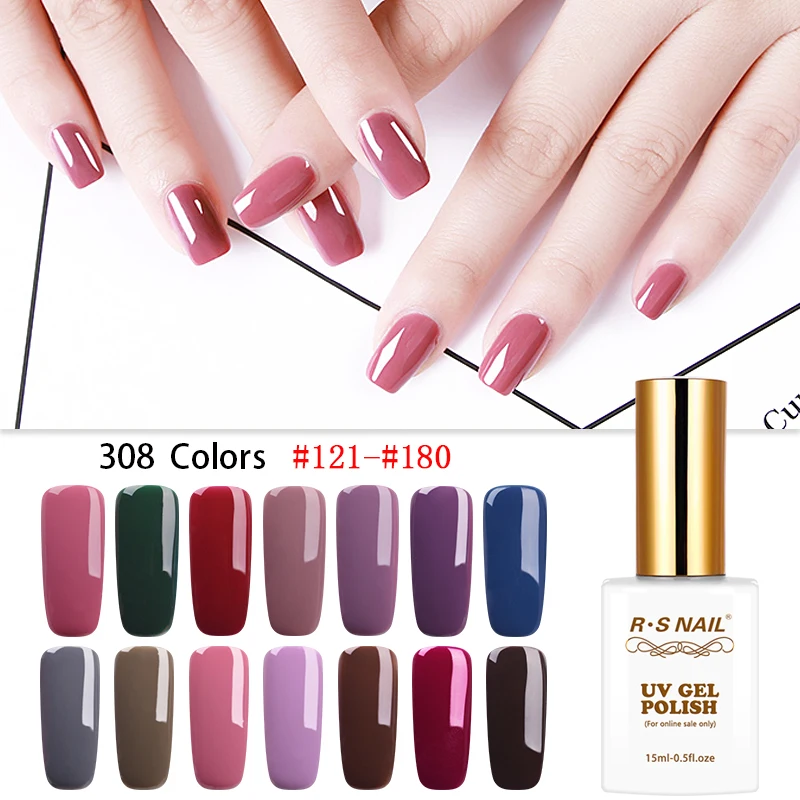 RS NAIL Gel Varnish 308 Colors Gel Nail Polish French Manicure Nail Art Gel lak UV Resin Unhas de Gel Wholesale for Salon 15ml