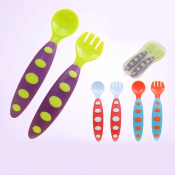 

New Baby Infants Food Grade PP Spoon Fork Set Newborn Toddler MultiColors Tableware Feeding Tools