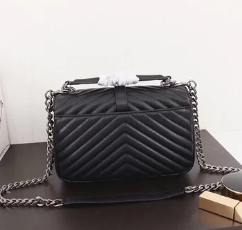 

2020 Women genuine Leather handbag luxury Designer messenger bag Female Black chain shoulder bag Lady Crossbody Bag