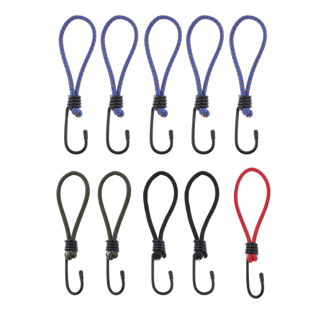 10 Pcs Bungee Hook Tie - Tarpaulin Elastic Stretch Cord Straps With Hook
