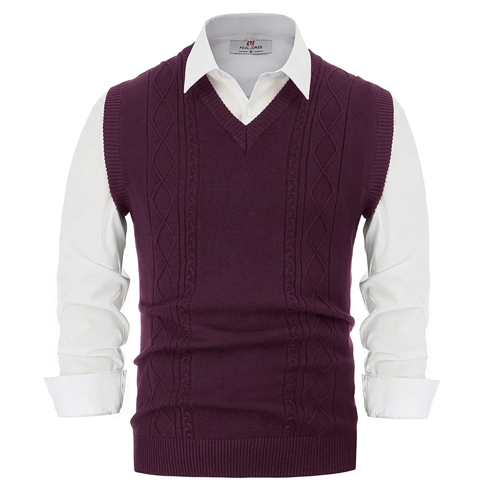 Мужской теплый Трикотажный жилет классический приталенный однотонный с v