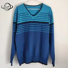 Мужские свитера на весну и осень, Мужская трикотажная одежда, пуловер с v-образным вырезом и длинным рукавом, мягкая полосатая мужская одежда