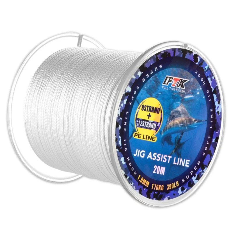 

20M 12-strand White Fishing Line Braided Wire Wear-resistant High-horsepower Strong Fluorocarbon Nylon Wire Fishing Tool