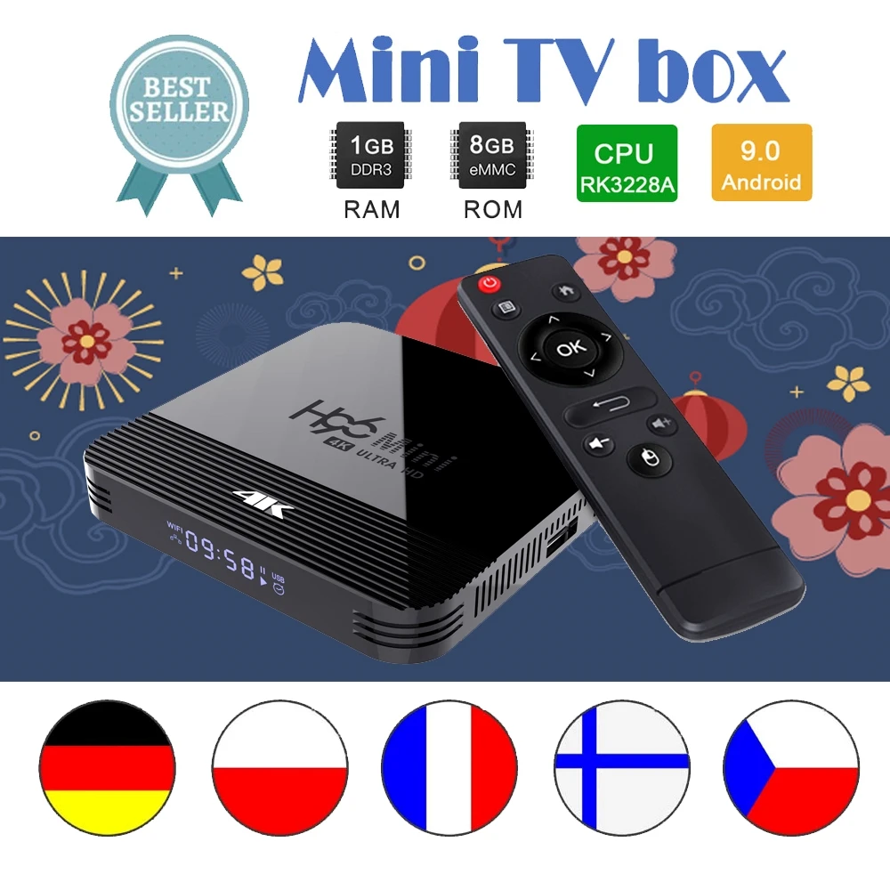 Смарт ТВ приставка Android 9,0 H96 мини H8 RK3228A 5G Wifi H.265 4K Netflix 3D медиаплеер четырехъядерный Bluetooth 4,0 Android ТВ приставка