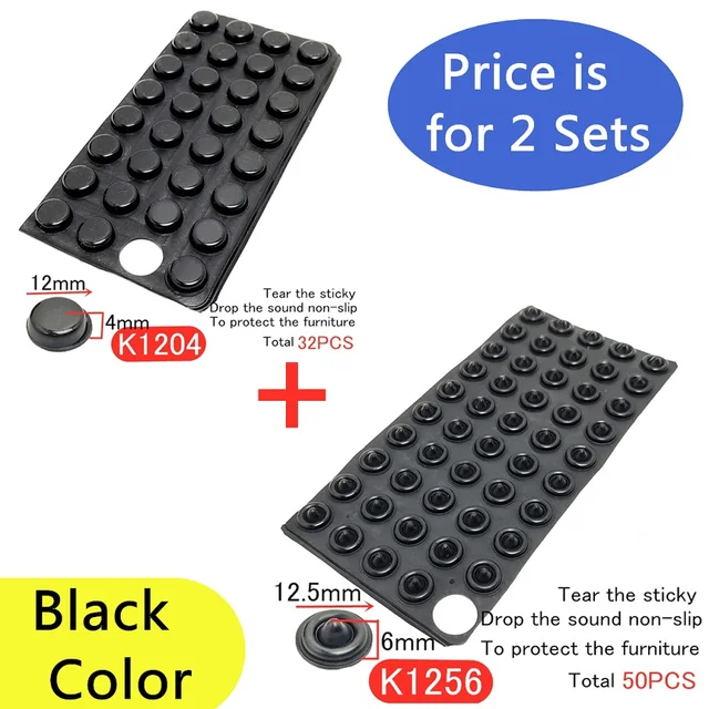 Door Stops Black Silicone Rubber Pads Self Adhesive Cabinet Bumpers Catches Rubber Damper Buffer Cushion Furniture Hardware 3M K1204K1256
