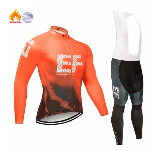 Bib Long suit EF Pro team, зимний термальный флисовый костюм с длинным рукавом для велоспорта, спортивный костюм для горного велосипеда, Мужская одежда, комбинезон, комплект спортивной одежды - Цвет: Bib Long suit