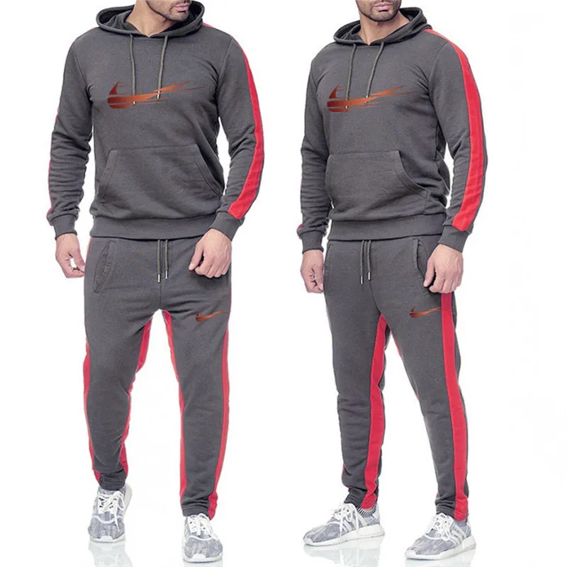 06 Men's sportswear new men's casual wear thickening printing suit men's hooded sweater Wei pants sports suit - Цвет: 06