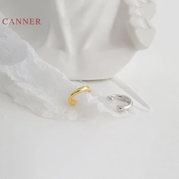 

CANNER Real 925 Sterling Silver Earrings For Women Ins Minimalist Glossy Clip Earring Zircon Diamond Korean Jewelry Pendientes