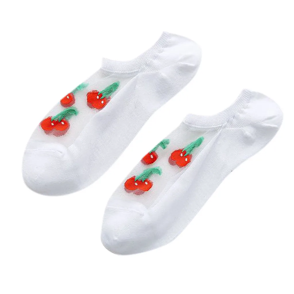 Women Casual Summer Fashion Transparent Silk Fruit Print Socks Short Cute Sock 2020 new
