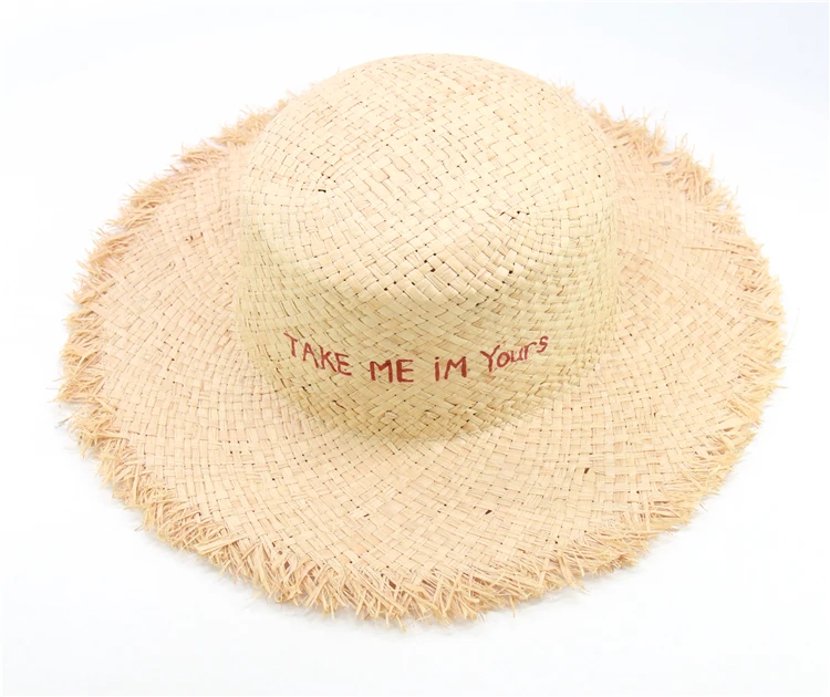Дизайн, ручная роспись, TAKE ME IM YOURS, мягкая соломенная летняя шляпа от солнца, женские пляжные шляпы из рафии с буквами, нарядные плоские шапки