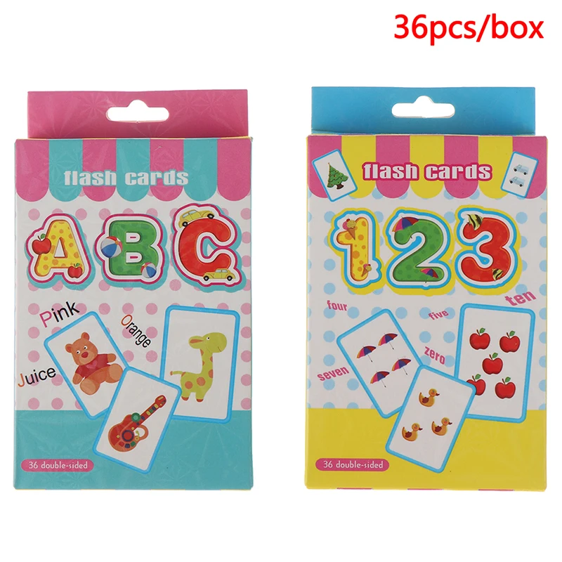 36 Uds. De tarjetas Flash para aprender números de palabras en inglés, juego educativo para bebés