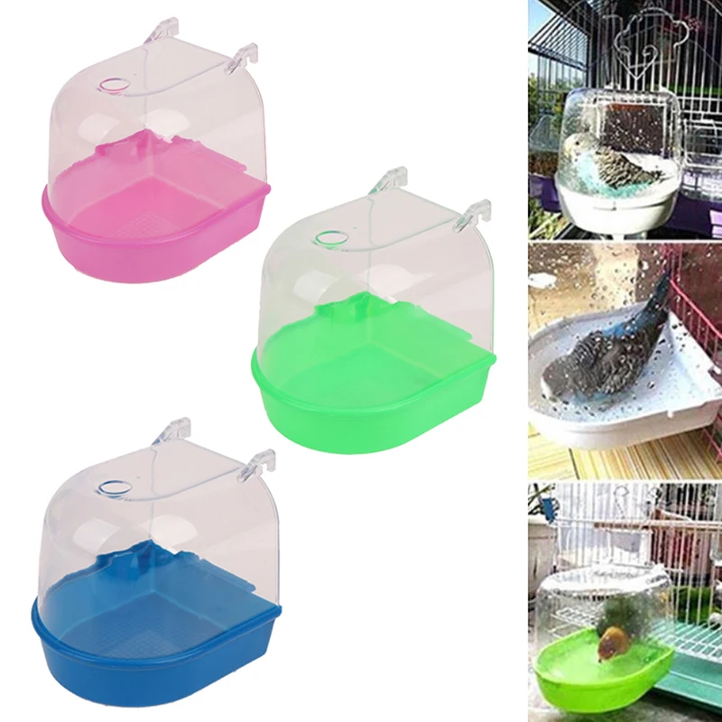 Title 7, 1Pc Plastic Bird Water Bath Box Parrots Parakee...