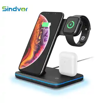 

3 in 1 15W Wireless Charger Dock Station Fast Charging For iPhone 11 XR XS Max 8 for Apple Watch 2 3 4 For AirPods For Samsung