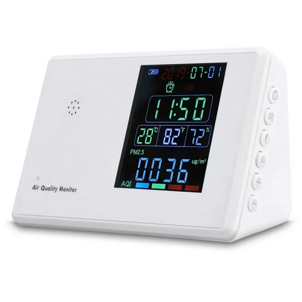 

Air Quality Monitor CO2 Sensor PM2.5 HCHO TVOC PM10 Temperature Humidity Gas Detector LCD Calendar Clock Indoor Outdoor Analyzer