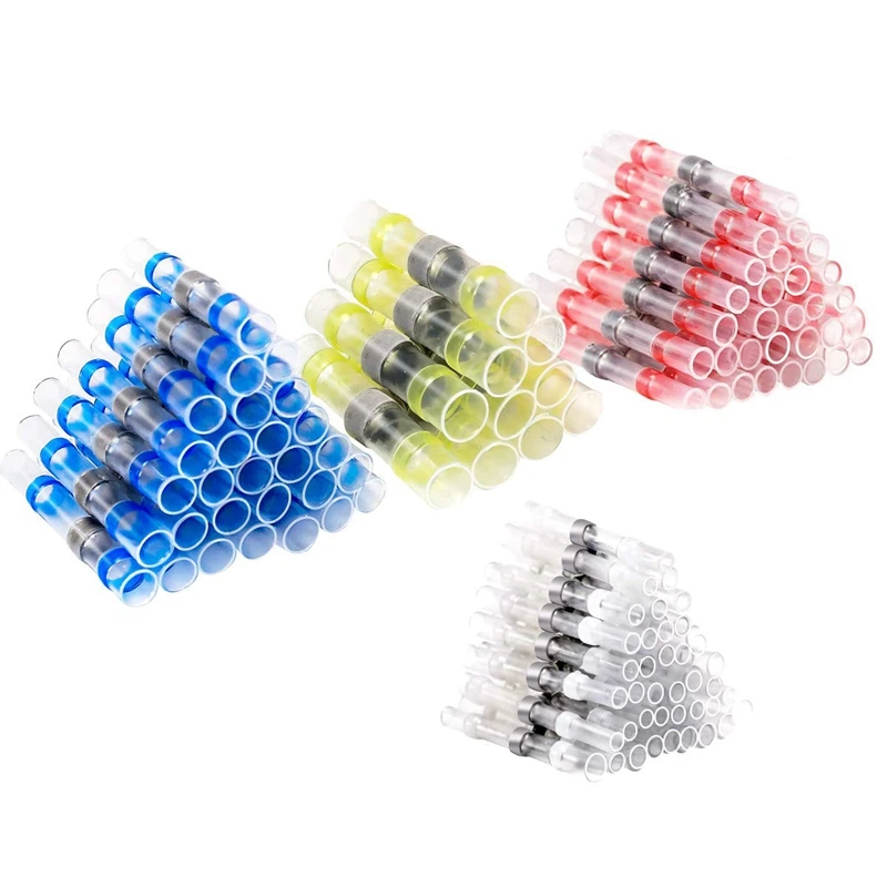 

200Pcs Solder Seal Wire Connectors, Solder Seal Heat Shrink Butt Connectors Terminals Electrical Waterproof Insulated Marine Aut