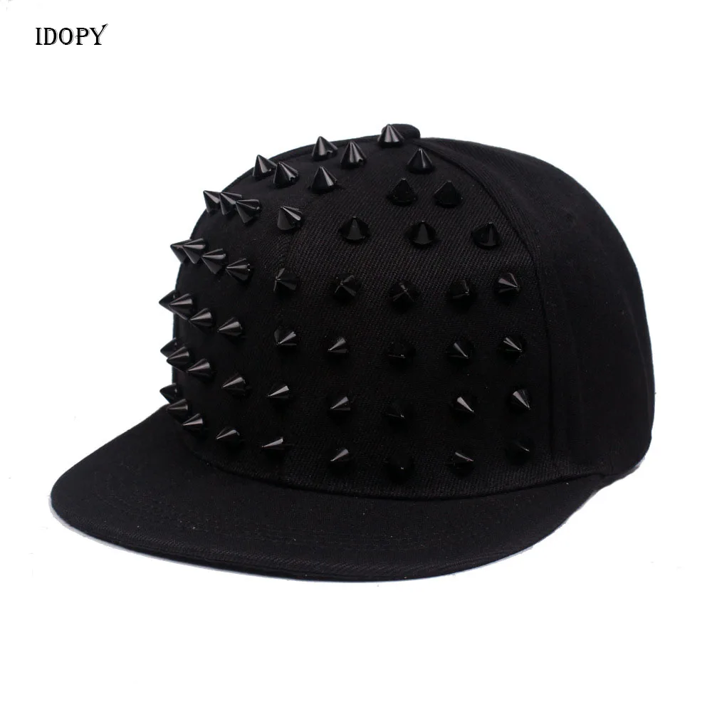 Idopy Мужская кепка с шипами Кепка в стиле хип-хоп ежик джаз Snapback Спайк уличный