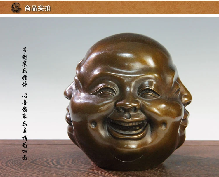 Fabbrica All'Ingrosso Folk China Bronze Copper Buddismo 4 Face Xi Nu Ai Le Maitreya Joys And Dises Buddha Statue Set