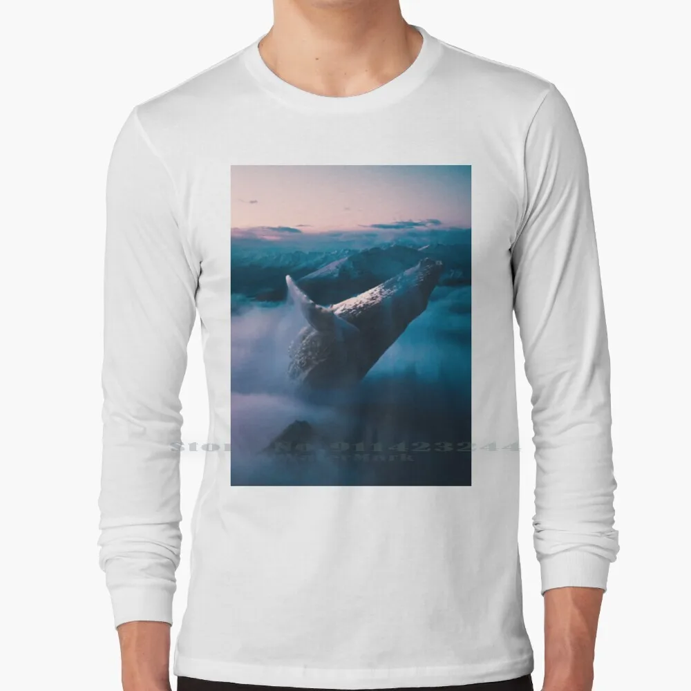 Ollie Maglietta A Maniche Lunghe Tee Whale Mountain Nature Cloud Sky Surreality Animal Photo Manipolation Landscape Creative Trending