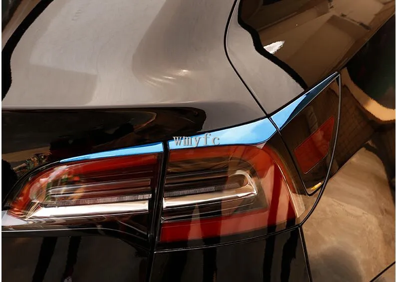 Для Tesla модель 3 6 шт./компл. задняя фара из нержавеющей стали отделка торможения украшение крышки наклейки полосы автомобиля Стайлинг Exter - Цвет: Blue
