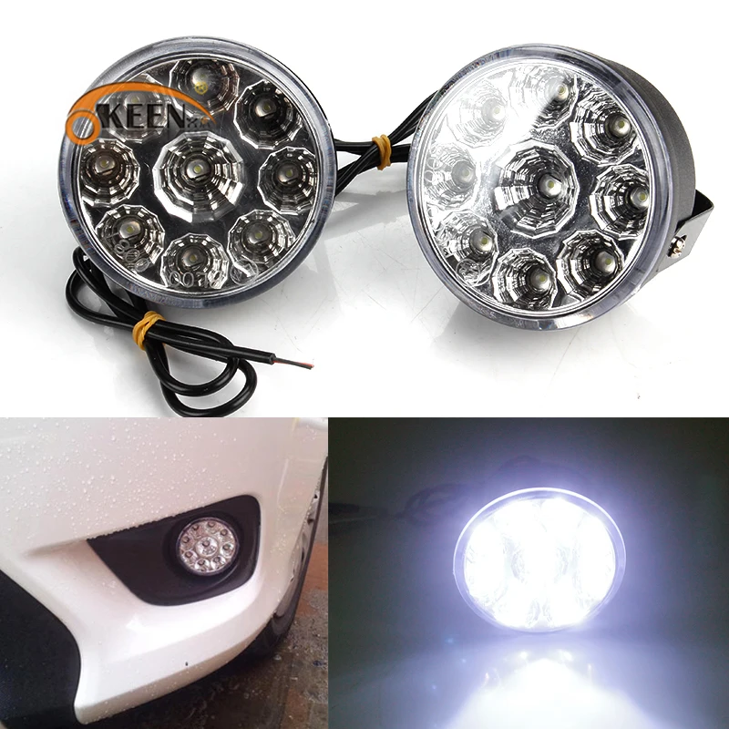 

2PCS 9W 9LED DRL Round Car Fog Lamp 12v White Driving Led Daytime Running Lights LED Super bright Head Light Waterproof