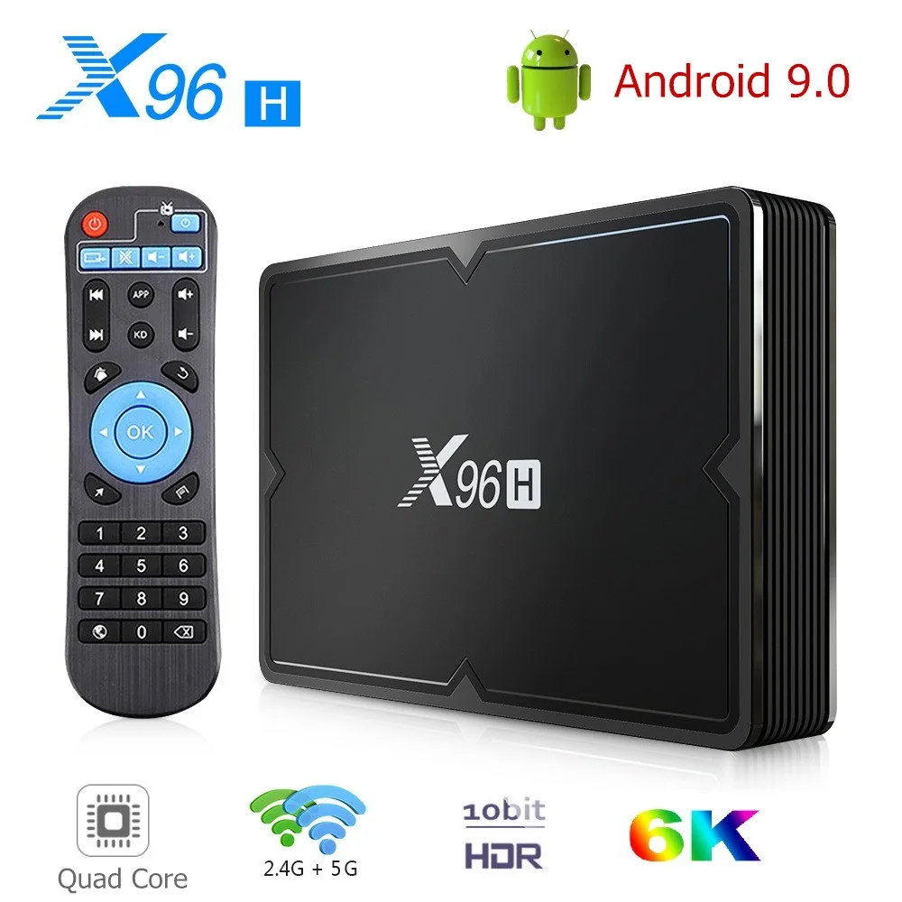 X96H Smart tv BOX Android 9 0 2 ГБ/4 ГБ ОЗУ 16 Гб/32 ГБ/64 Гб ПЗУ четырехъядерный ARM Cortex-A53 6 к двойной