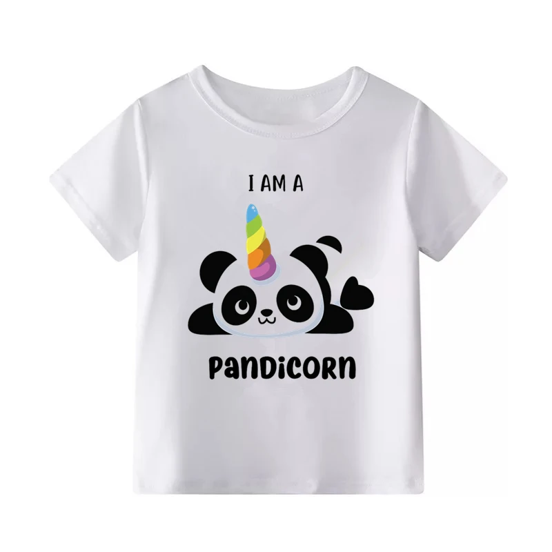 Детская футболка с принтом «I am a pandicorn»; забавная одежда; Детская летняя футболка; детская футболка