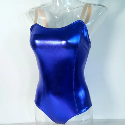 Royal Blue Блестящий металлический лифчик, трико для девочек, танцевальная одежда для женщин, гимнастическое трико, комбинезон всех размеров, доступно 6 цветов - Цвет: Royal Blue