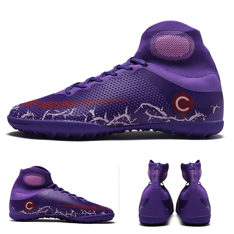 New Arrival Men Soccer Shoes High Ankle Football Shoes Training Cleats FG Kids Superfly Turf Football Boots futebol chuteiras