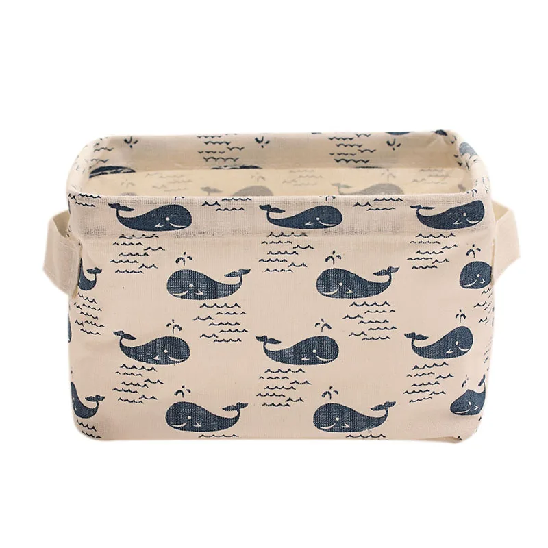 Whale ALGHLH милый льняной ящик для хранения дома Настольный складной органайзер офисный стол хранение органайзер 5 цветов ювелирные изделия косметика Быстрая - Цвет: Whale