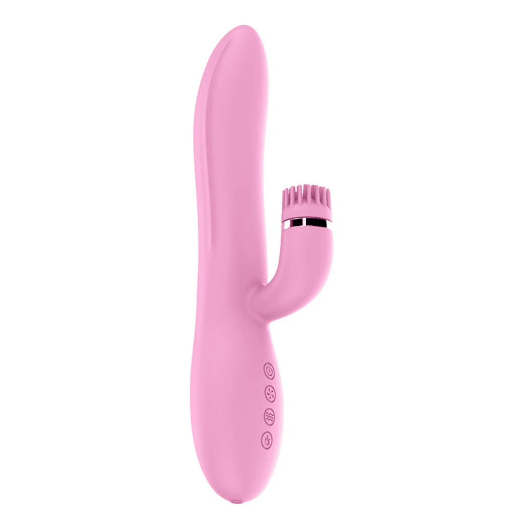 Women Electric Double Head 12 Speed Heating Vibration Rotating Massage Stick Vibration Rabbit Massager Wand