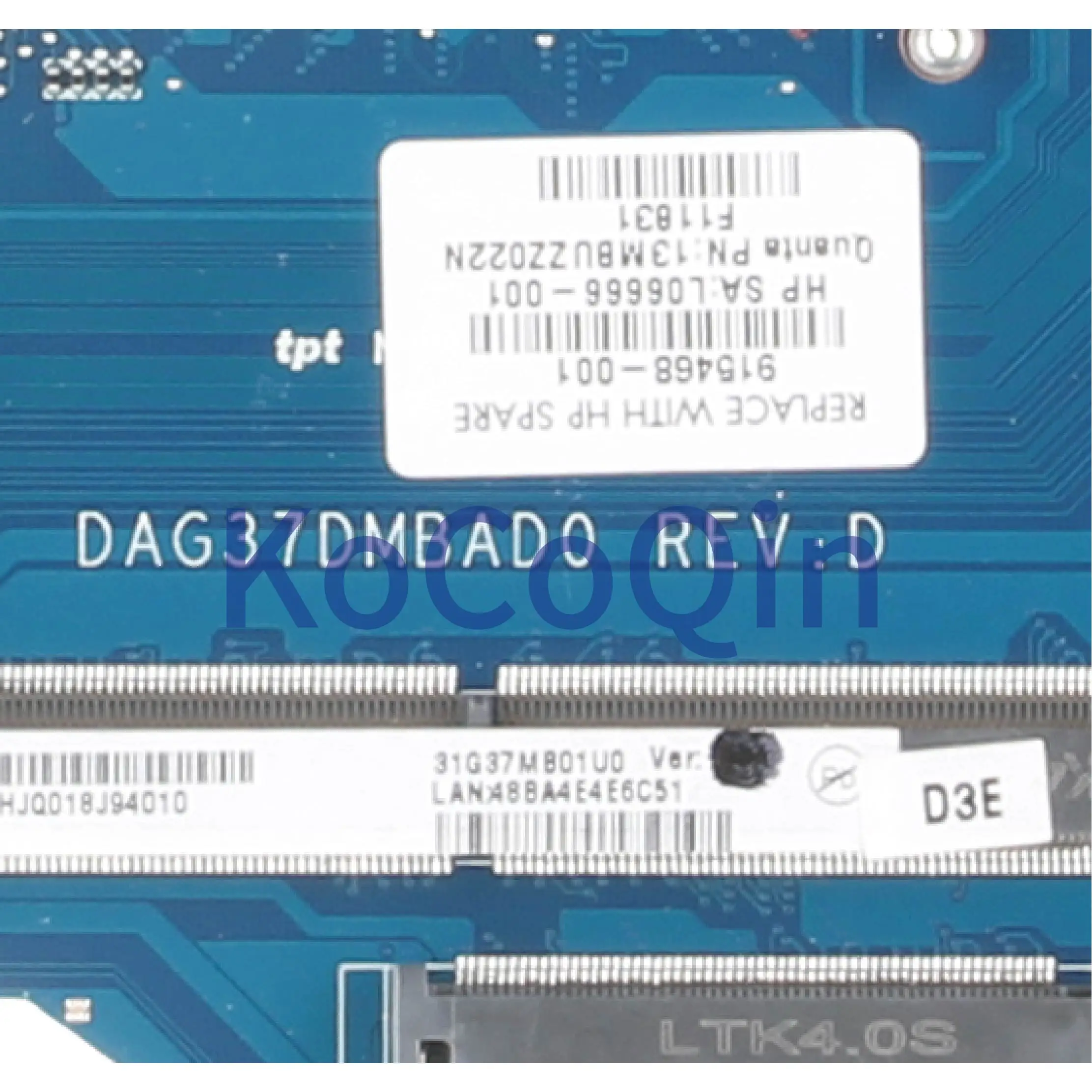 New  KoCoQin Laptop motherboard For HP Pavillion 17-AB 17-W I5-7300HQ GTX1050 Mainboard 915468-001 91546